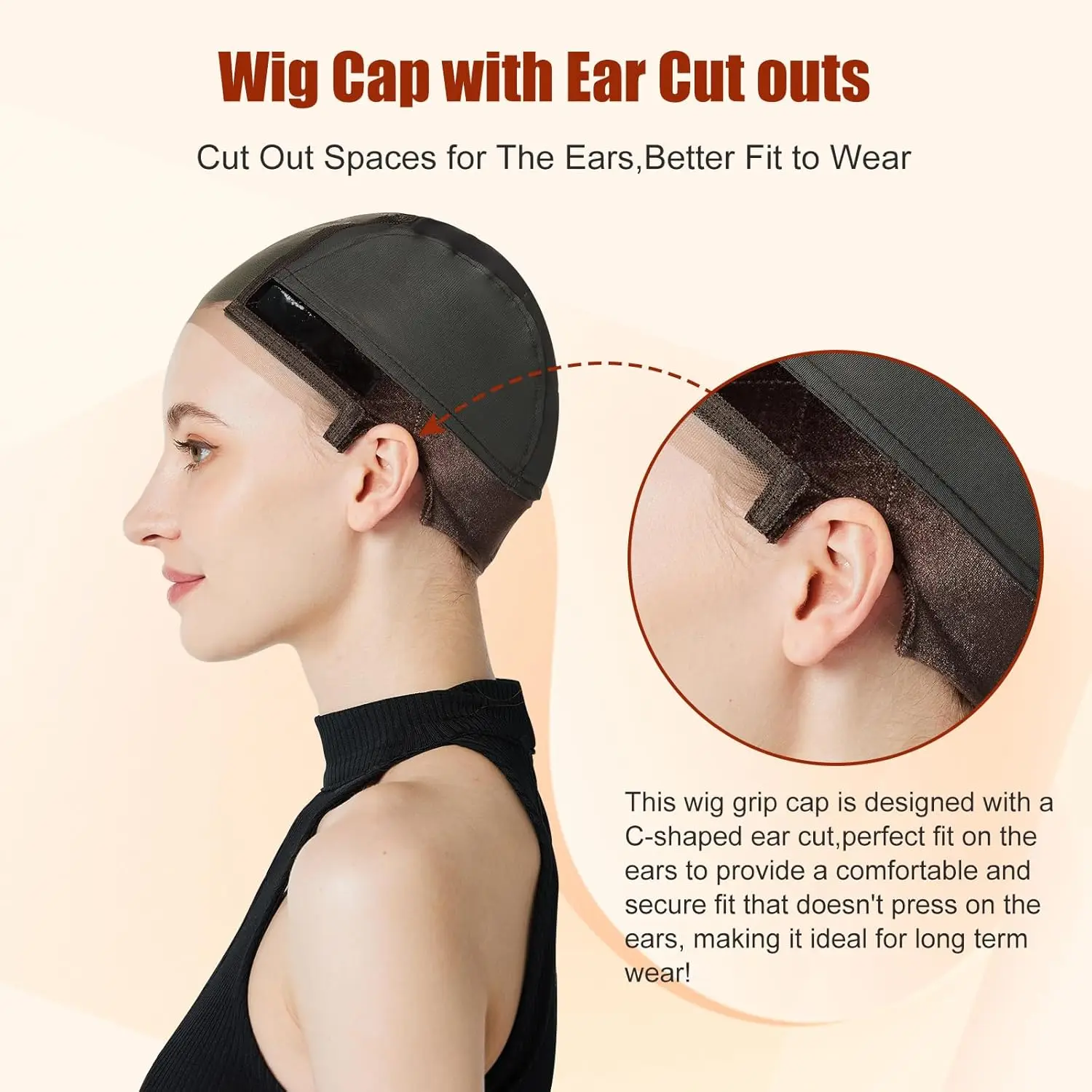 Silicone Strip Lace Wig Cap for Women,Non-Slip Grip Cap,Wig Caps with Built-in Adjustable Velvet Band for Keeping Wigs in Place