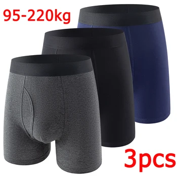 Boxer da uomo taglie forti 3 pezzi intimo in cotone medio lungo per boxer da 95-220 kg pantaloncini comodi di grandi dimensioni 8XL 1