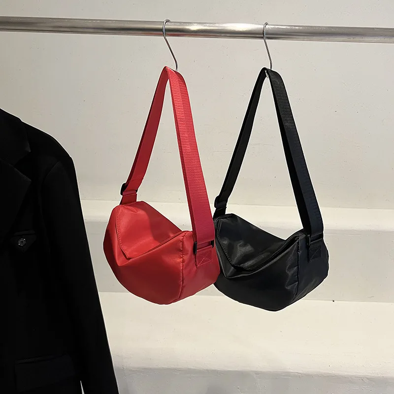 

Korean Canvas Shoulder Bag Women's 2023 Trendy Versatile Crossbody Simple and Casual Solid Color Dumpling
