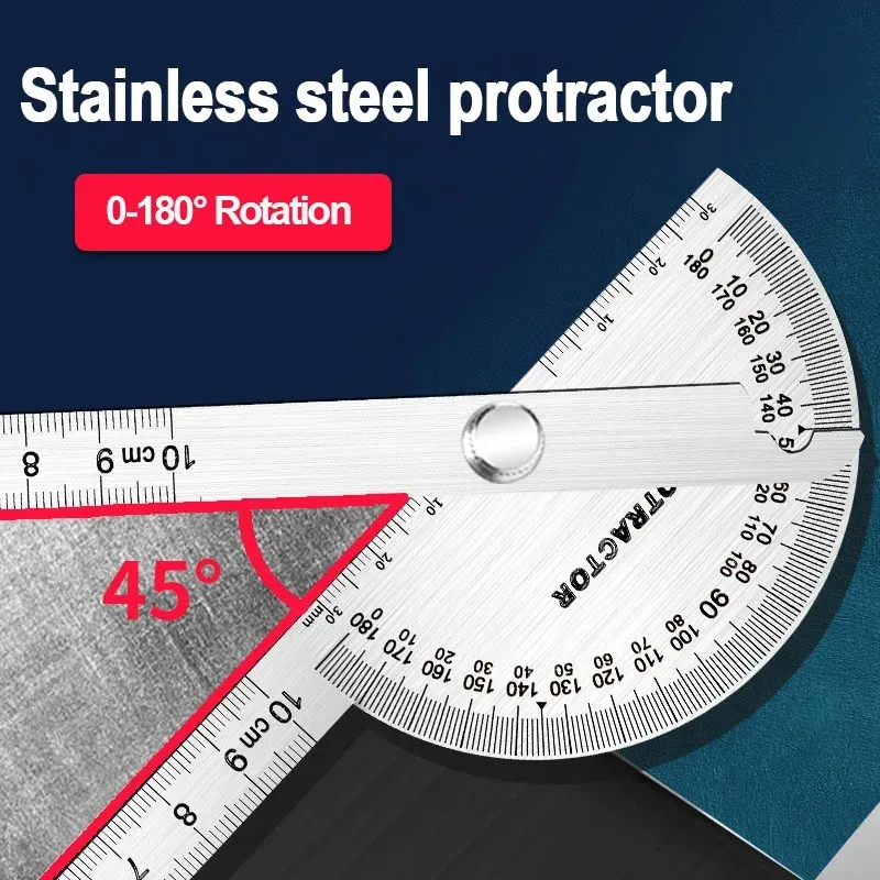 Stainless Steel Rotating Protractor 180&deg; Angle Gauge Finder High Precision Metal Protractor Woodworking Metal Measuring Ruler digital angle protractor,angle measuring tool,angle protractor