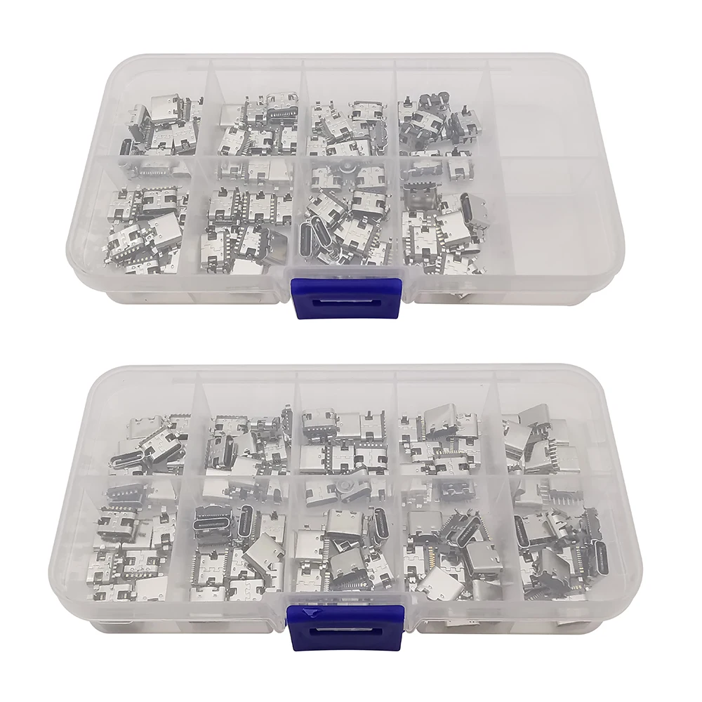 80/100Pcs Typ C USB Lade Jack Schweißen Anschlüsse 2Pin 6Pin 16Pin USB-C Buchse Für handy PCB DIY Reparatur Kits