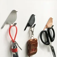 2pcs Self Adhesive Hooks Bird Pattern Storage Holder for Bathroom Kitchen Hanger Stick on Wall Hanging Door Clothes Towel Racks 1
