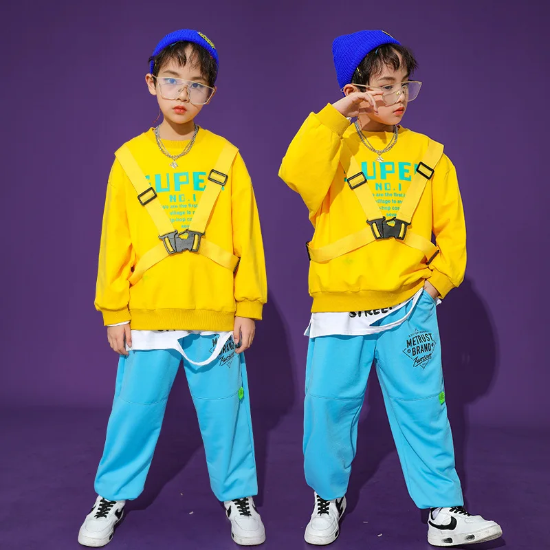 

Boys Hip Hop Joggers Girls Cool Sweatshirt Kids Sport Pants Street Dance Clothes Sets Kids Jazz Outfits Child Costume Streetwear