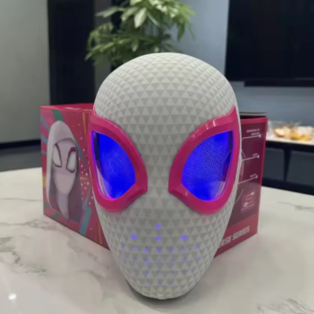 Halloween Mask Superhero Mask Remote Control Spider Mask Moving Eyes Super Hero Helmet Halloween Cosplay Mask with LED Light