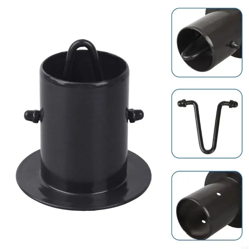 U2JC Rain Chain Gutter Adapter Black with Bolts Stainless Steel Texture Suitable for Easy Installation on Roof Drain Holes