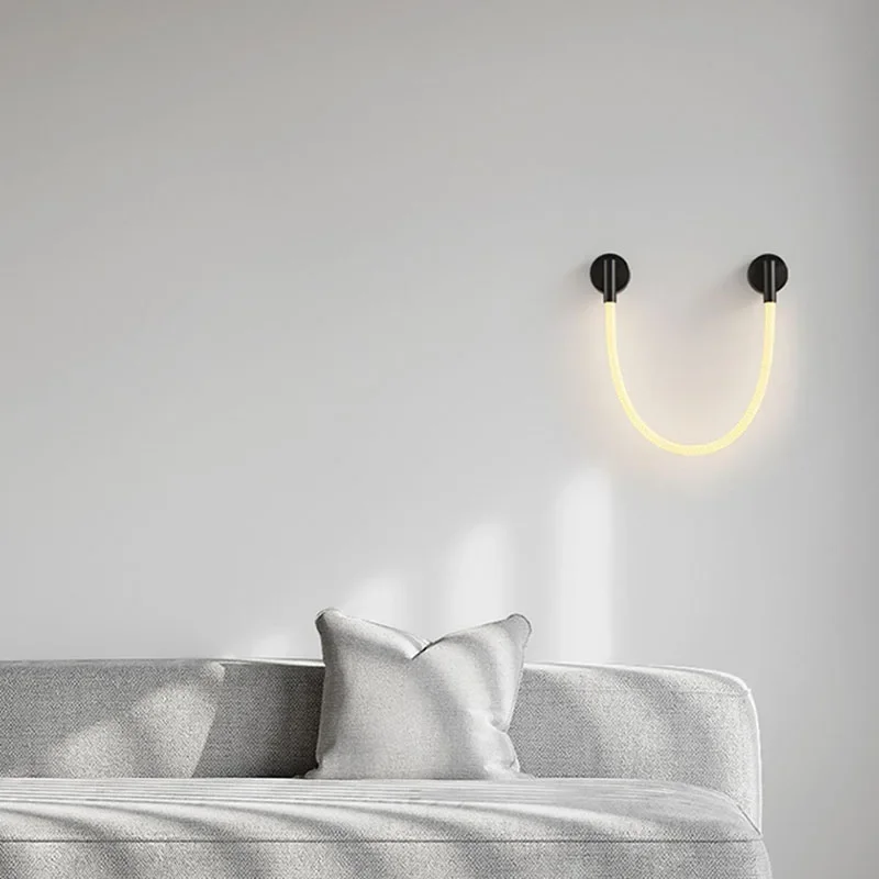 High-end White Silicone 3000K Wall Lights Black Stainless Steel Parlor TV Background Bedroom Dining Room Dropshipping 110-240V 2