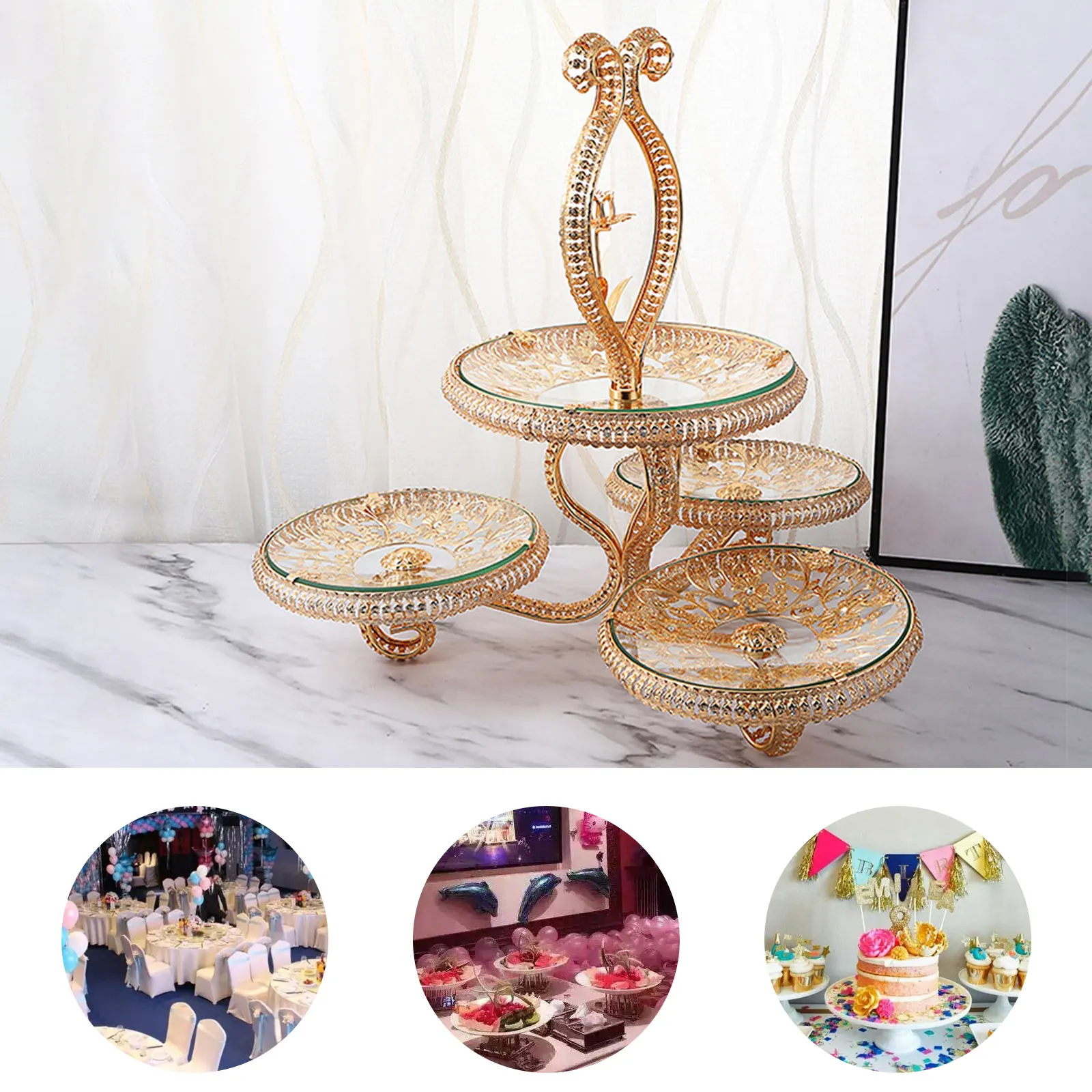 

Reliable Stands Set Cake Stand Display Gold Table Tiered Cupcake Holder For Wedding Birthday Party Baby Shower Celebration