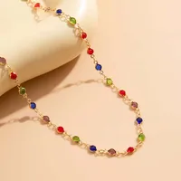 Fashion Colorful Crystal Chain Necklace for Women Simple Silver Color Long Y-shaped Clavicle Chain Necklace Party Jewelry Gifts - Image 5