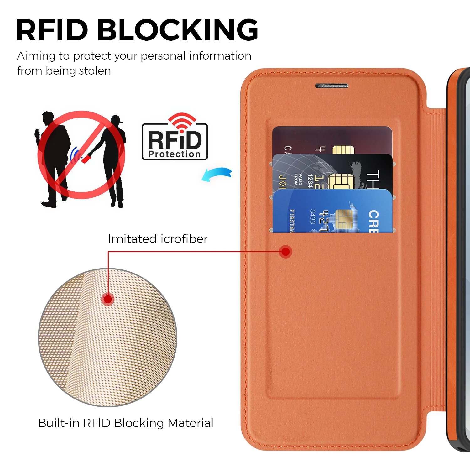 Luxury Leather MagSafe Flip Wallet Case with RFID Blocking and Magnetic Card Holder Slot