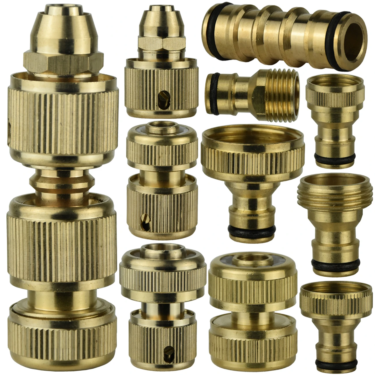 

1/2'' 3/4'' 1'' Garden Tubing Coupling Brass Tap Quick Connector Copper 16mm 20mm Hose Adapter Repair Watering Gun Fittings Tool