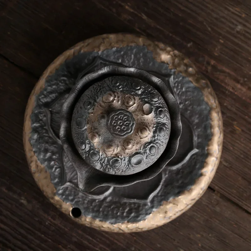 Lotus Covered Bowl, Tea Set, Coarse Pottery, Purple Clay Pot, Drinking Cup 200ml Gaiwan Set