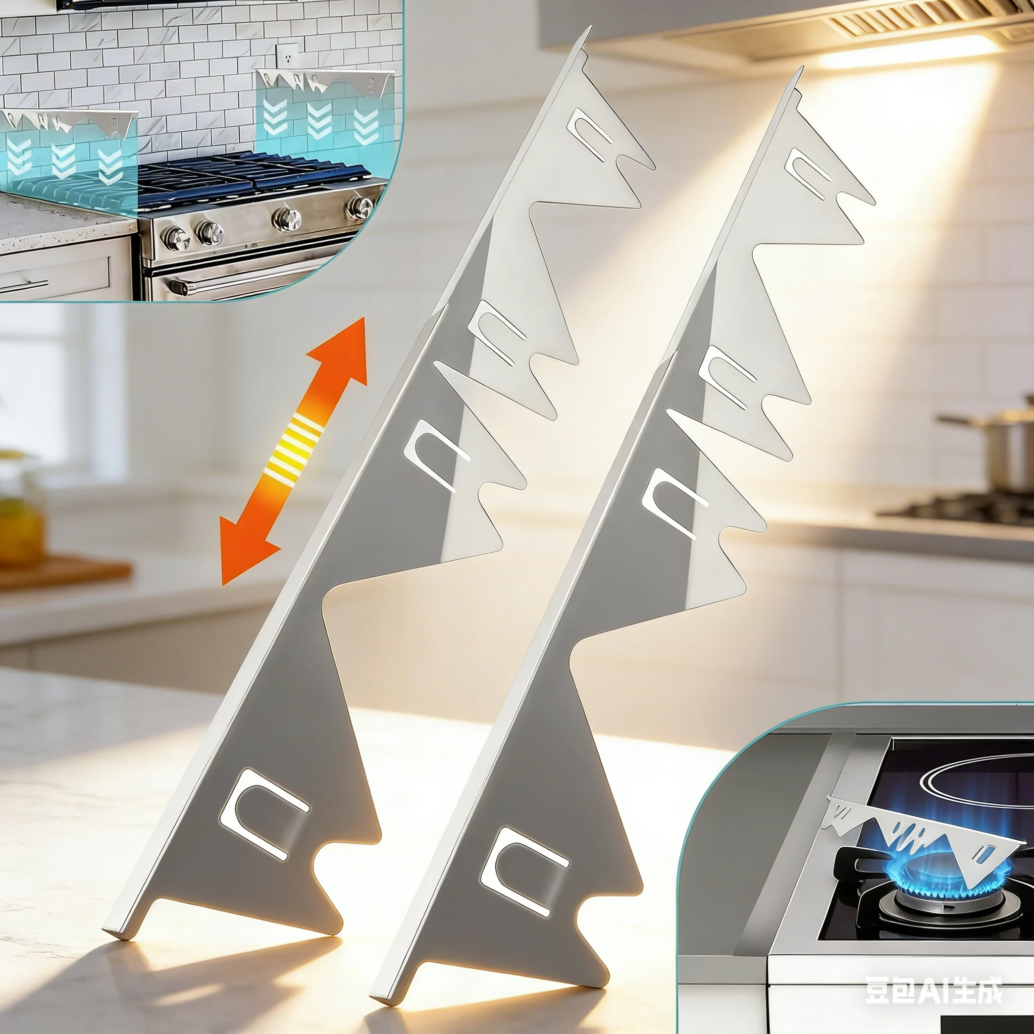 Silver Stainless Steel Adjustable Stove Gap Covers - Set of 4, Easy-to-Clean Kitchen Counter Fillers