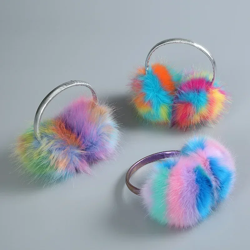 Colorful Warm Winter Earmuffs Fashion Color Cold-proof Imitation Rabbit Fur Top-mounted Fluffy Fairy Earmuffs Ear Muffs