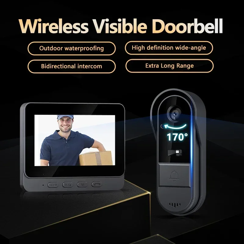 Wireless doorbell 1080P waterproof 4.3-inch IPS screen Infrared Night vision 2.4G camera For Family Apartment M15S