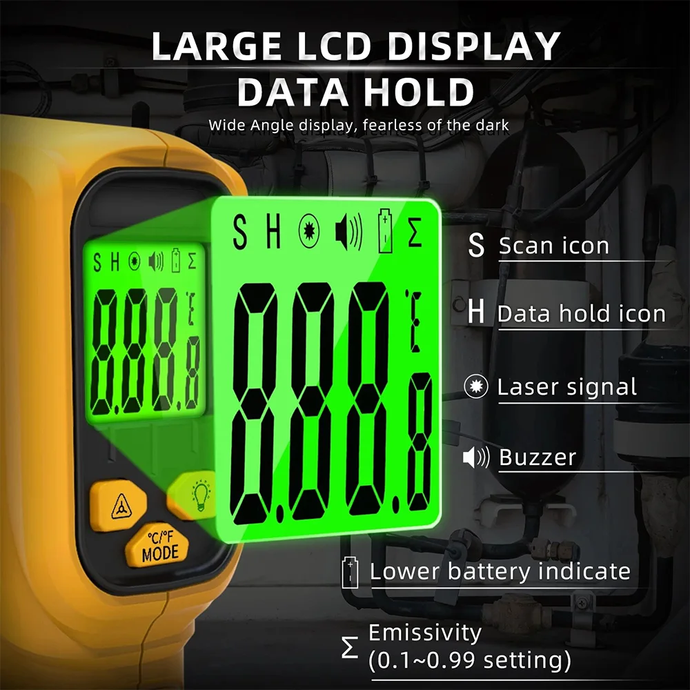 Digital Thermometer BSIDE Infrared Thermometer -50~530C Professional 12:1 Digital IR-LCD Temperature Meter Non-contact Laser Thermometers Pyrometer