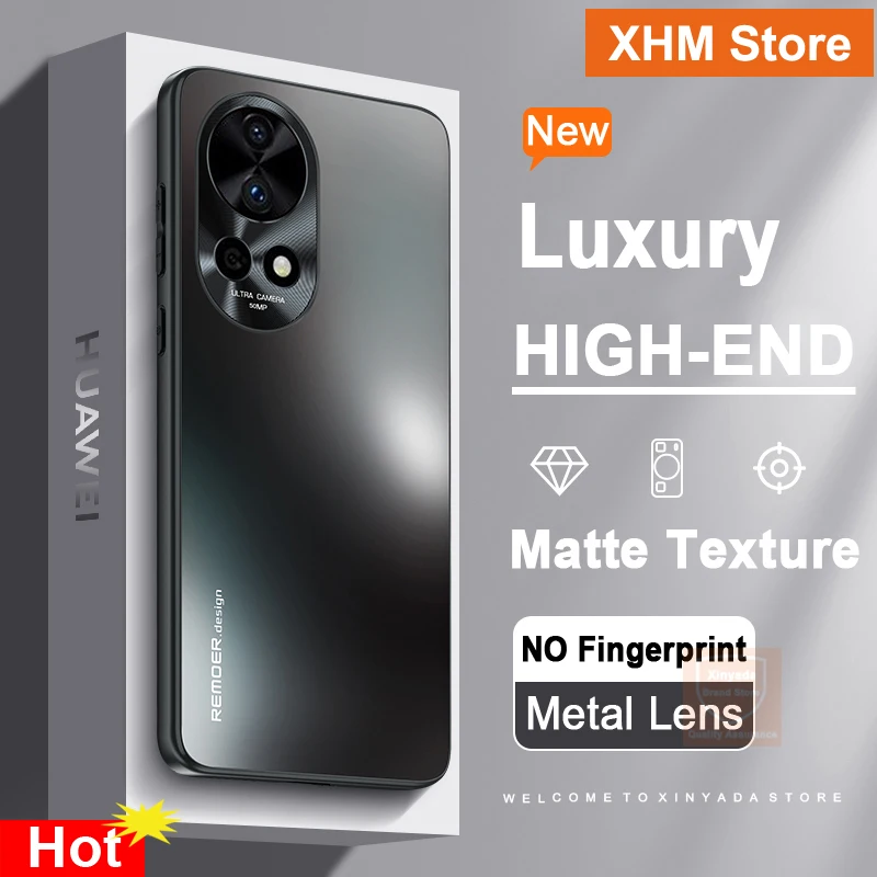 

Чехол для Huawei Nova 12 Pro Nova12, брендовый матовый чехол для Huawei Nova 12 Pro, Ультратонкий чехол-бампер для телефона, металлический чехол для объектива