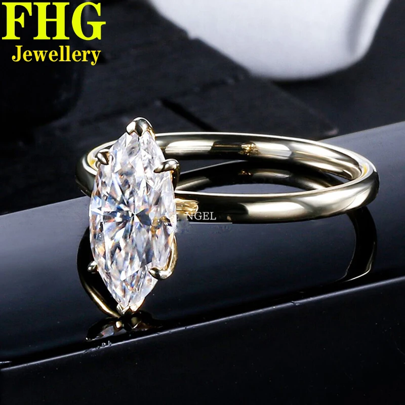 

Женское кольцо с муассанитом и бриллиантом, из 14-каратного золота