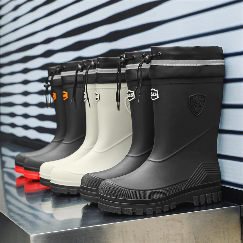 Bottes caoutchouc mi-mollet homme imperméables lavage auto - Bottes de pêche travail botas de lluvia