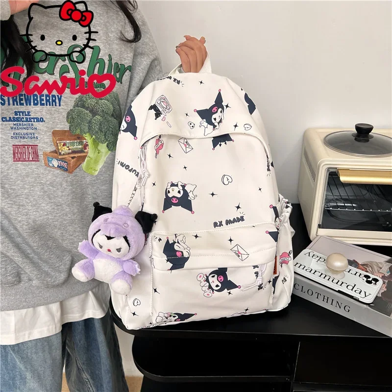 

Miniso Sanrio Kuromi New Girls' Backpack Cartoon Cute Girls' Schoolbag Large Capacity Leisure Travel Backpack Fashion Schoolbag