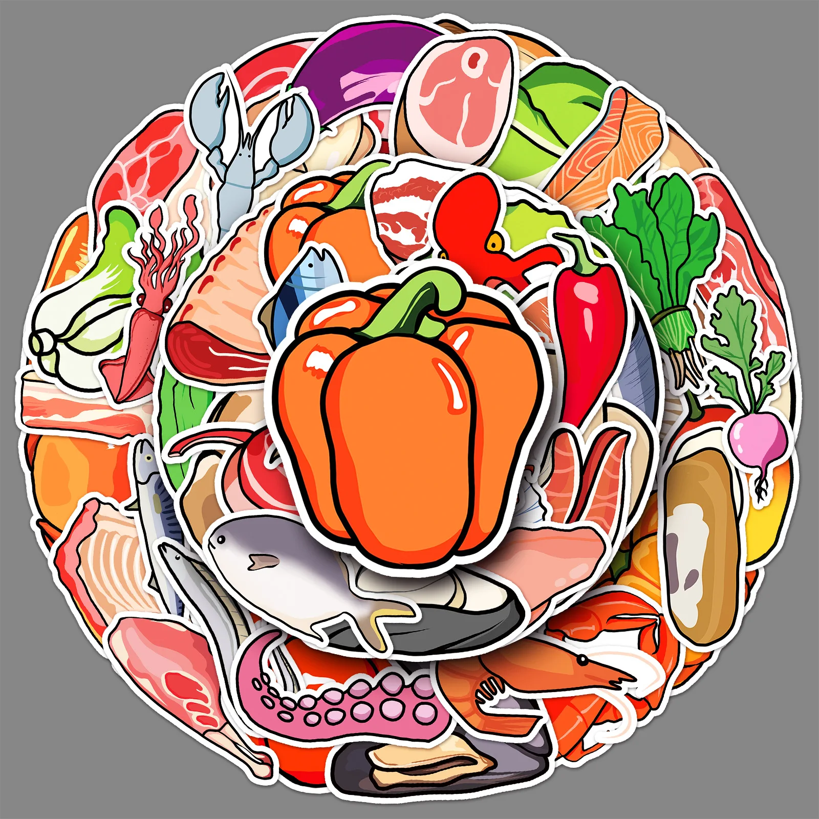 

50Pcs Cartoon Food Series Graffiti Stickers Suitable for Laptop Helmets Desktop Decoration DIY Stickers Toys Wholesale