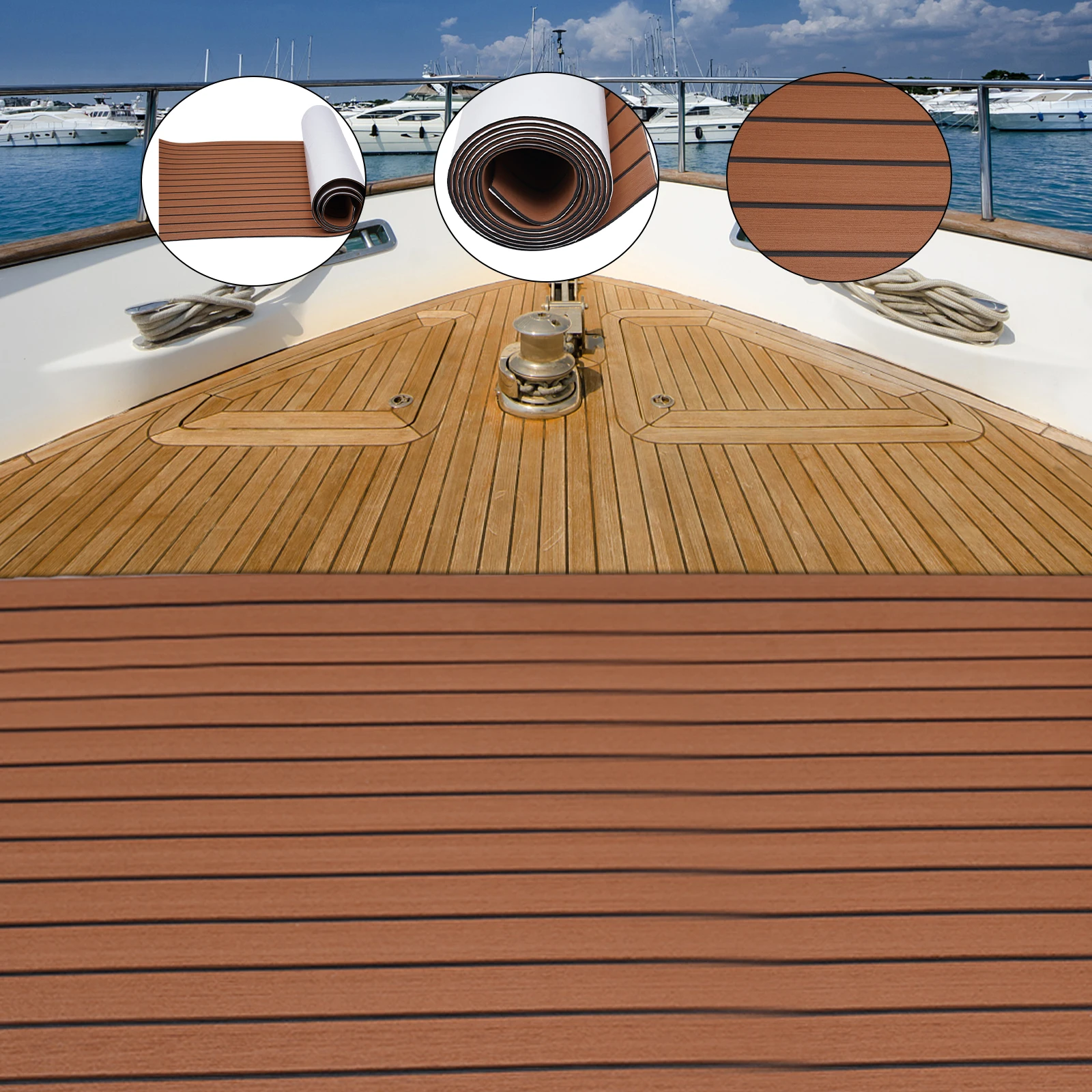 

Boat Flooring Mat Marine Yacht RV Carpet Non-Slip EVA Teak Decking Sheet Pad Mat Deluxe Marine Yacht Flooring Faux Teak EVA Foam