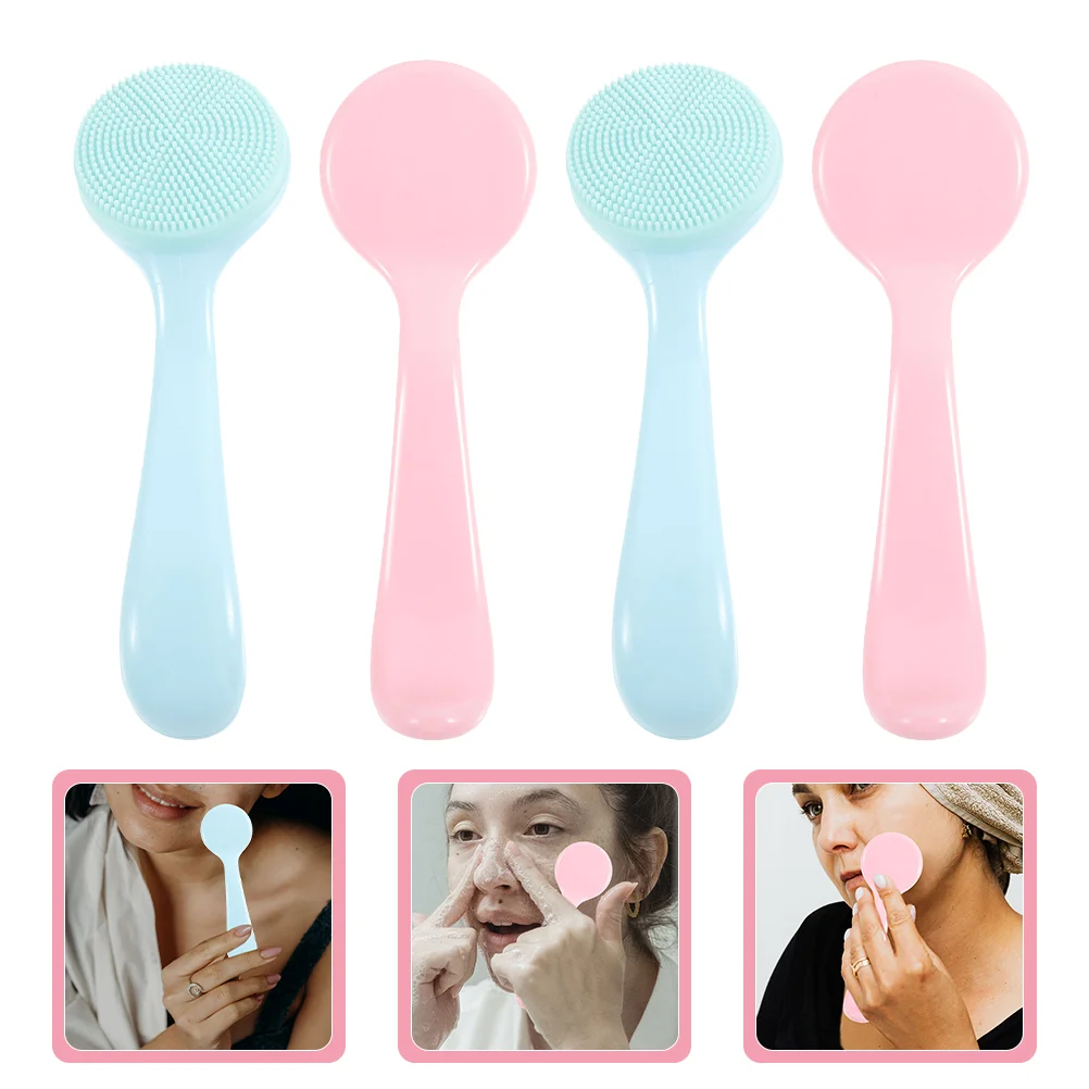 

4 Pcs Face Brush Scrub Cleansing Exfoliator Facial Scrubber Tool Silicone for Blackhead Silica Gel