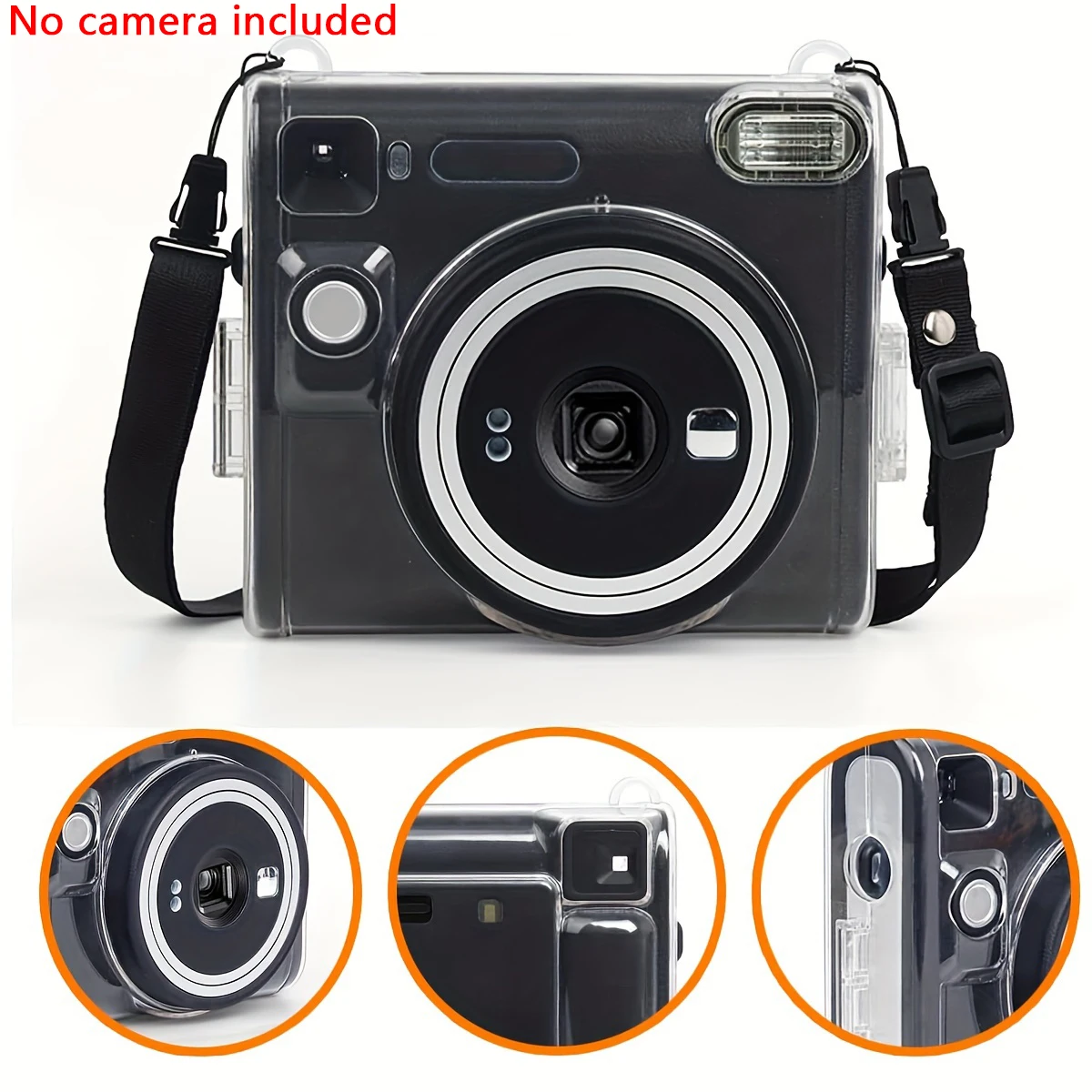 1pc for Fujifilm Instax Square SQ40 Instant Camera Case-Crystal Hard PVC Case with Adjustable and Removable Strap