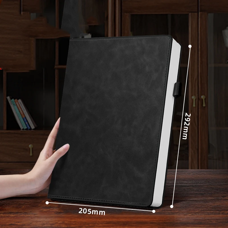Large A4 Thickened Notebook with Pen Holder for Office and Business Meetings
