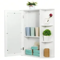 Modern Bathroom Cabinet Storage Organizer Single Door Wall Mount with Mirror 3