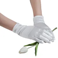 WG066 Elegant Satin White Short Bridal Gloves Finger Wrist Brides Bridesmaid Handschuh Women Pageant Perform Prom Accessories - Image 6