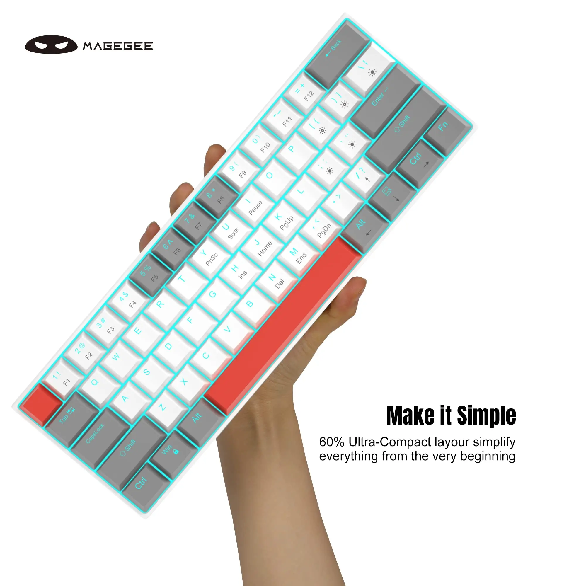 MageGee MK-Star61 Mini 60% Mechanical Keyboard 61 Keys Wired LED