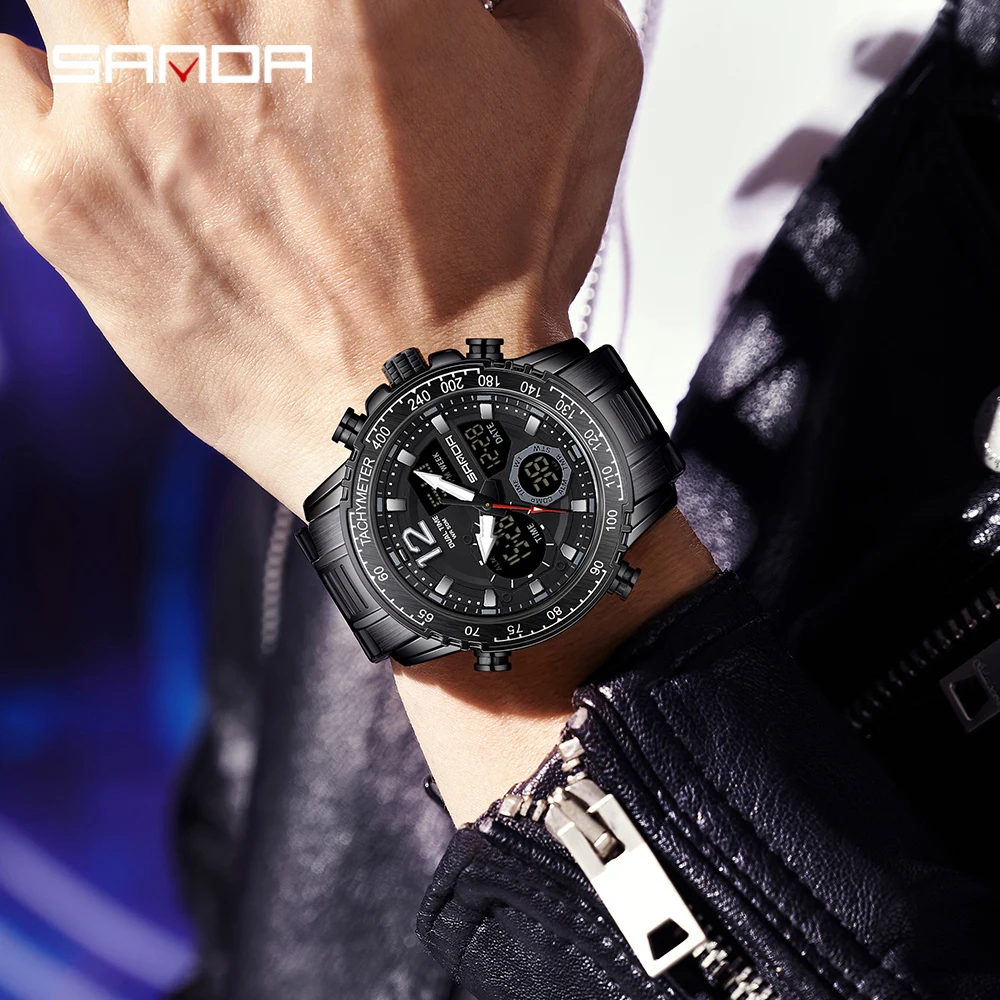 SANDA 6193 Men's Electronic Quartz Watch Multi-function Alarm