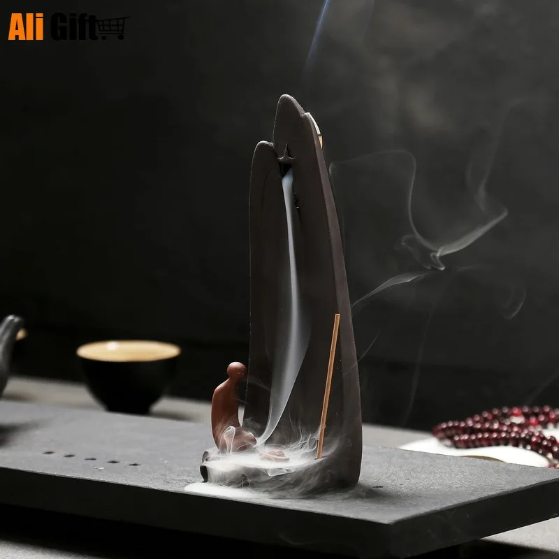 창의적인 세라믹 산 향 버너 홀더, 연기 폭포 실내 장식, 뒷면 캔들 홀더, 흐름 장식 메종