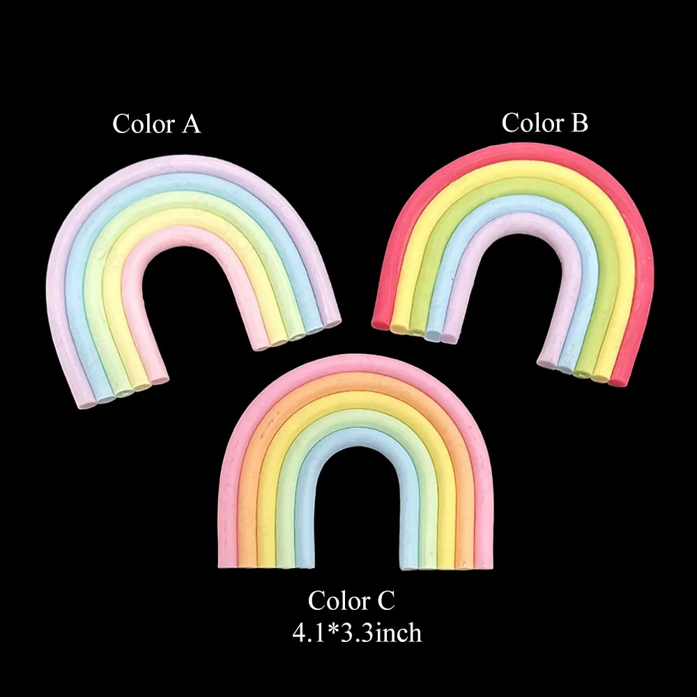 1/2Pcs Rainbow Cake Toppers 3 Colors Soft Pottery Colorful Macaron Rainbow Cake Decoration for Birthday Party Wedding Decor cake topper cake toppers cake decorations