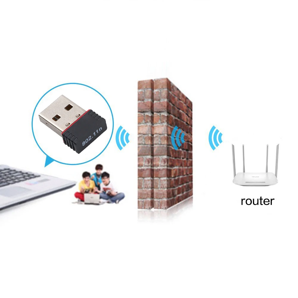 150Mbps USB WiFi Adapter Mini Wi-Fi Adapter RTL8188 Wireless Network Card Adapter WiFi Dongle for Desktop Laptop PC Windows