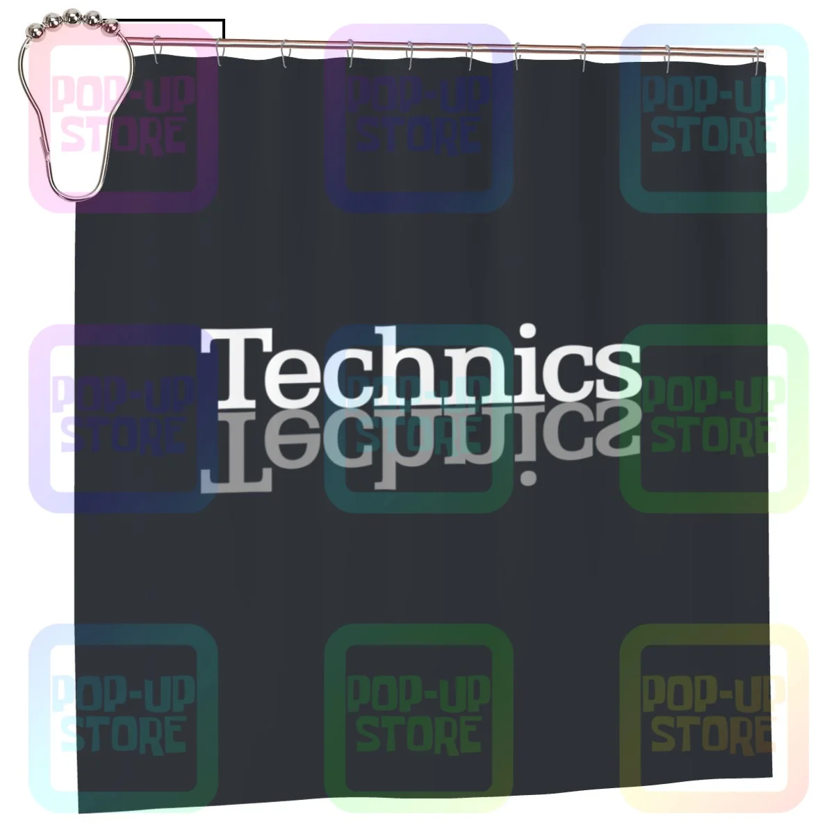 Technics Logo Dj 1200 Turntable Music House Techno Electronic Hip Hop Shower Curtain Bathroom Curtain Fashion 3D Printed