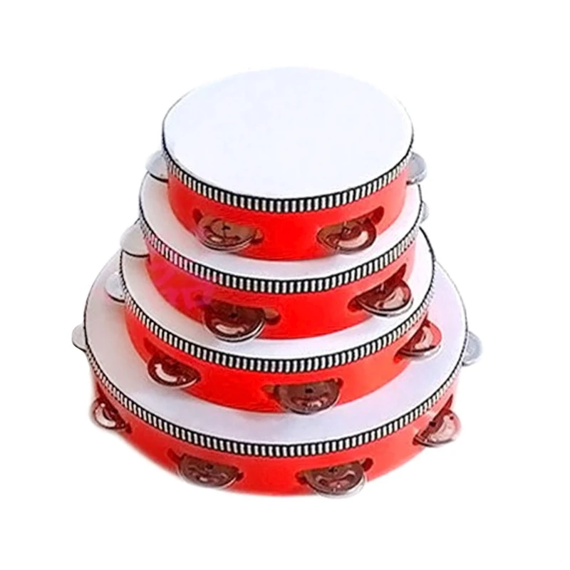 4/6/7/8/10inch Tambourine Drum Children Educational Round Percussion For Party Dancing Toy Musical Instrument