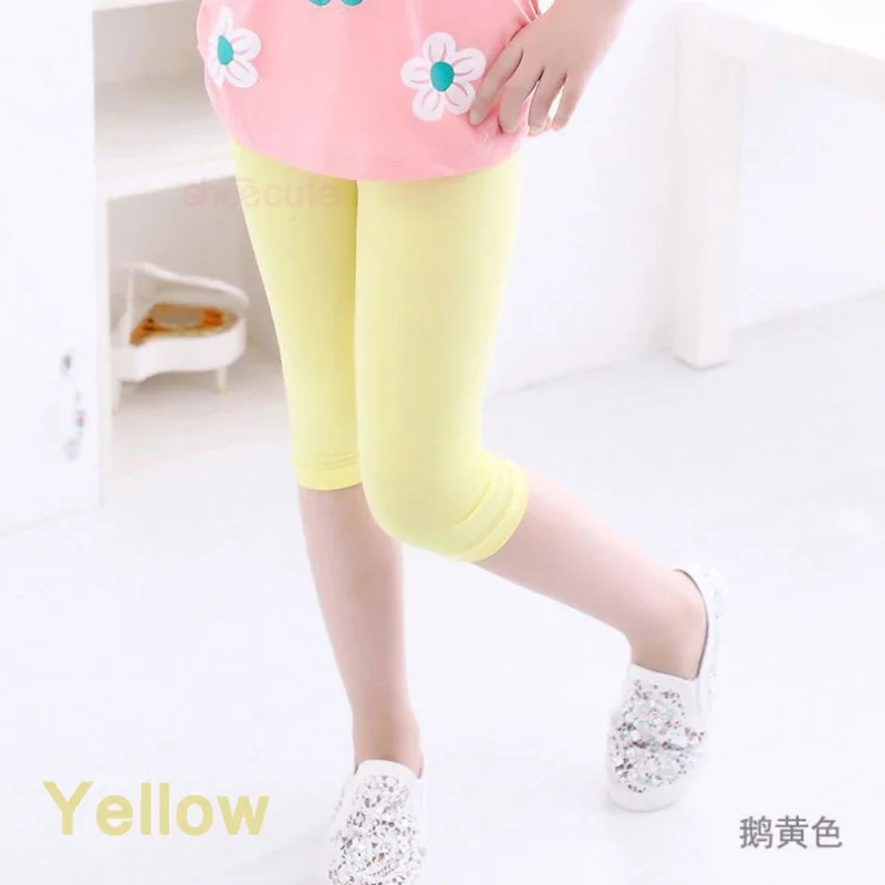 Girls Pants Modal Cotton Leggings Summer Kids Calf Length Cropped 2-8 Y