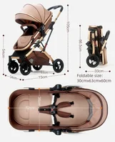 Poussette 3 en 1 pour bébé, système de voyage pour bébé, poussette 3 en 1 avec base Isofix, poussette pliable pour nouveau-né, poussette standard réversible 6