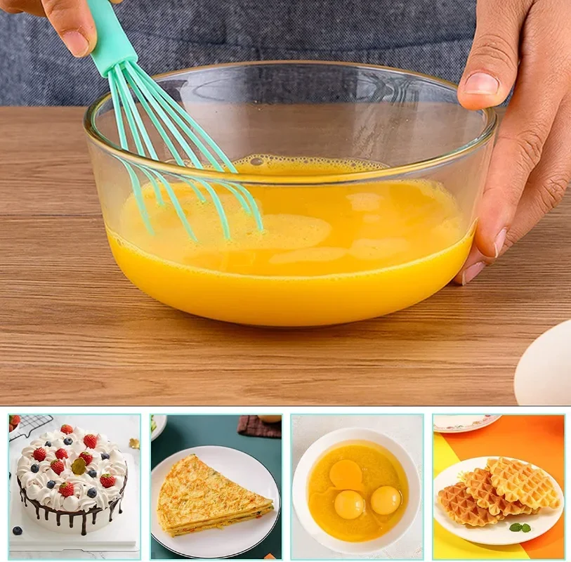 Kitchen Silicone Whisk Non-Slip Egg Beater Milk Frother Kitchen Utensil 17x4cm Silicone Egg Beater Tool Easy To Clean milk frother egg beater