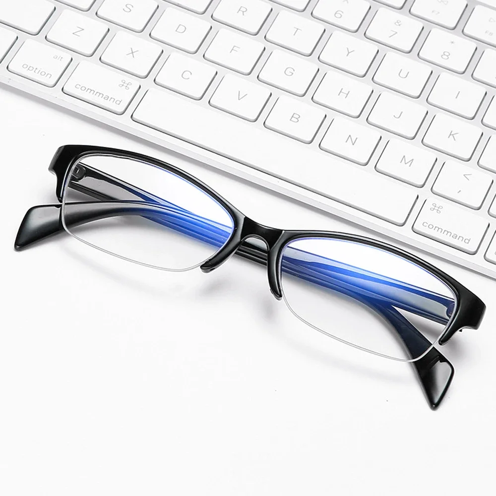 

2 pairs Ultralight Oval Reading Glasses Women Men Resin Semi-rim Frame Anti Blu Anti Fatigue 1 2 3 to 4