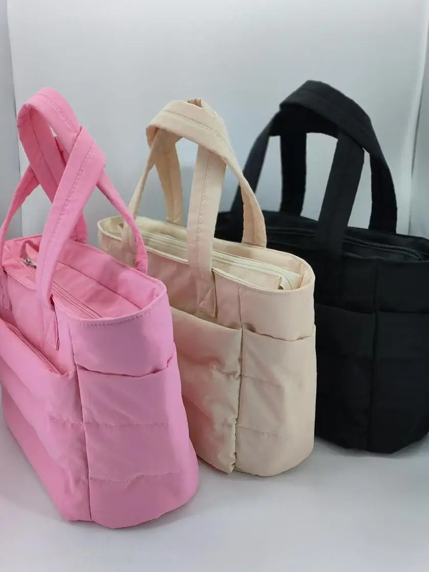 Nylon Tote Bag Large Capacity Double Zipper for Women Travel