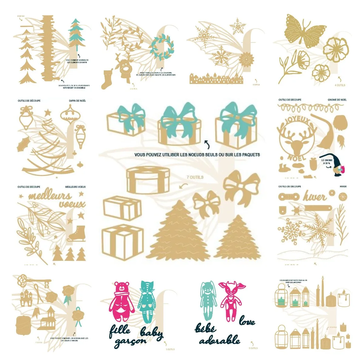 

Christmas Tree Snowflake Butterfly Metal Cutting Dies Scrapbook Diary Decoration Stencil Embossing Template Diy Greeting Card
