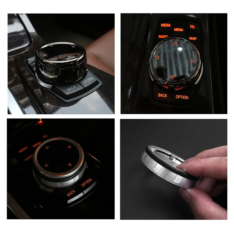 Car Multimedia Button Cover for IDrive Car Multimedia Button Cover Trim Knob Sticker for-BMW F10-F26