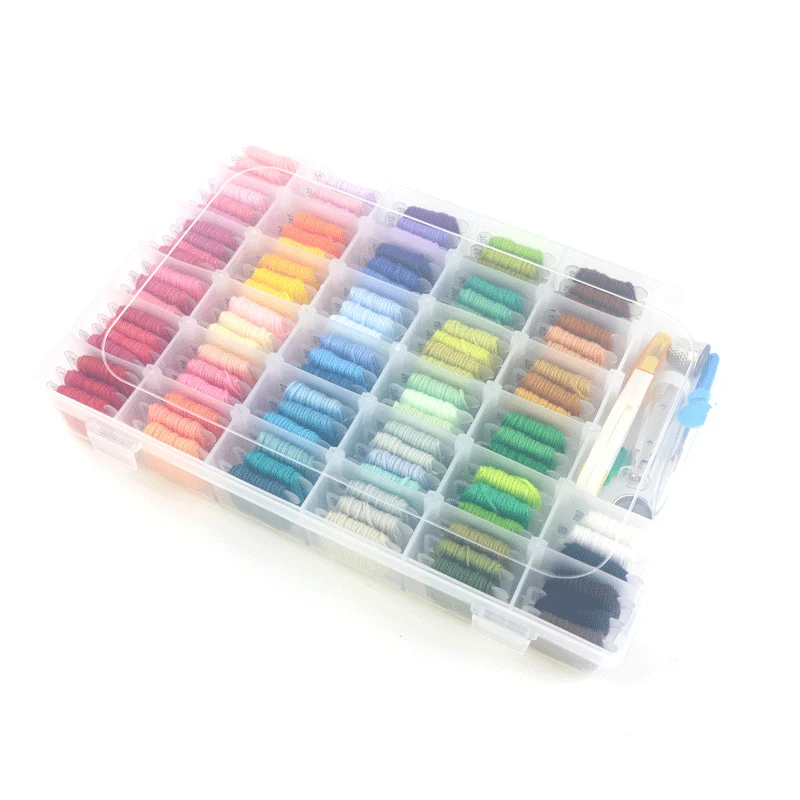 Embroidery Kit Floss Set Including 150 Colors Threads with 3-Tier  Transparent Storage Box Cross Stitch Tools 