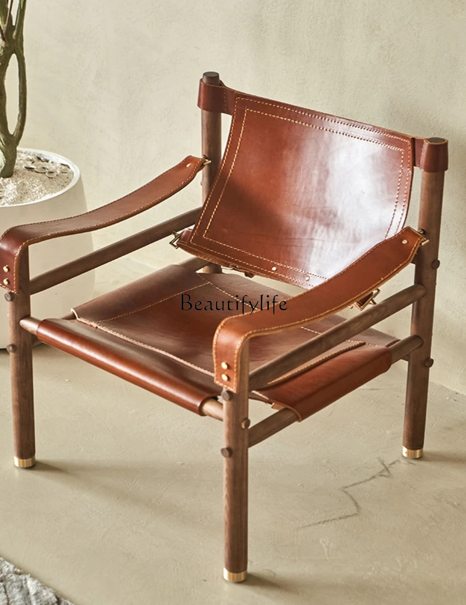 

Retro Maillard Single Designer Solid Wood Sofa Chair