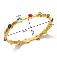 Rainbow Rhinestone Stainless Steel Bangle for Women 2023 New in Gold Plated Jewelry Luxury Gold Color Girlfriend Friend Gift 2