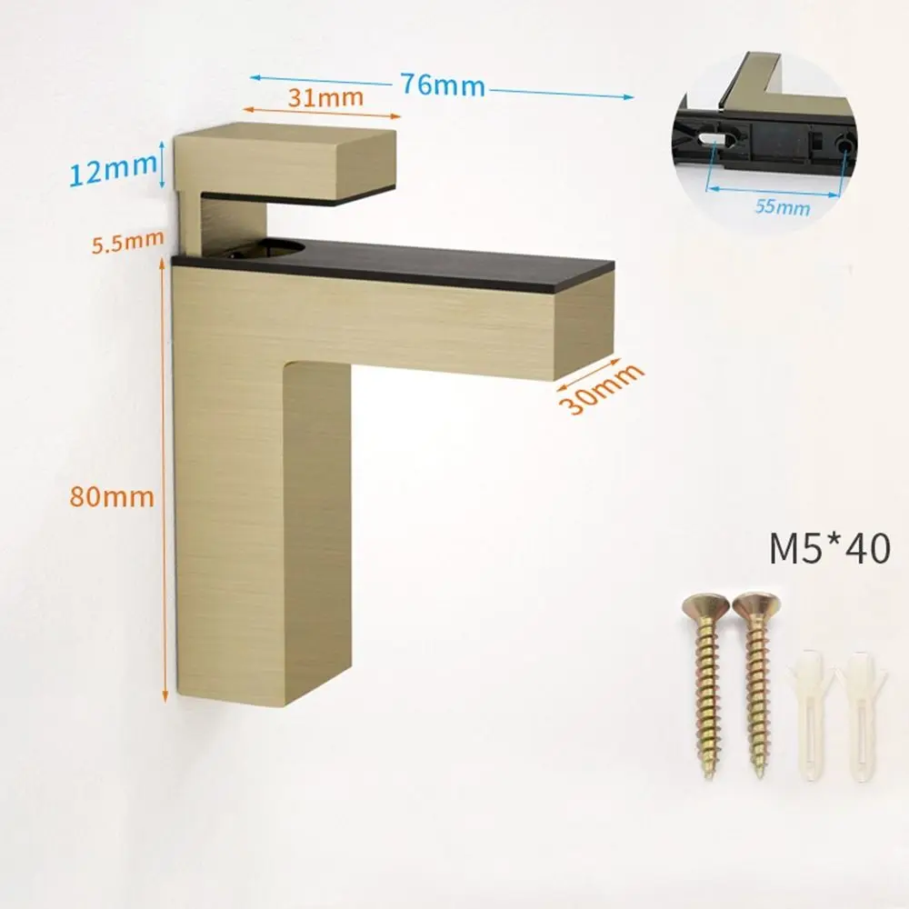 Description Picture 4 of itemHardware Furniture Accessories Wall Mount Bracket Glass Door Clamp Frameless Brackets Cabinet Door clip Glass Shelf Holder