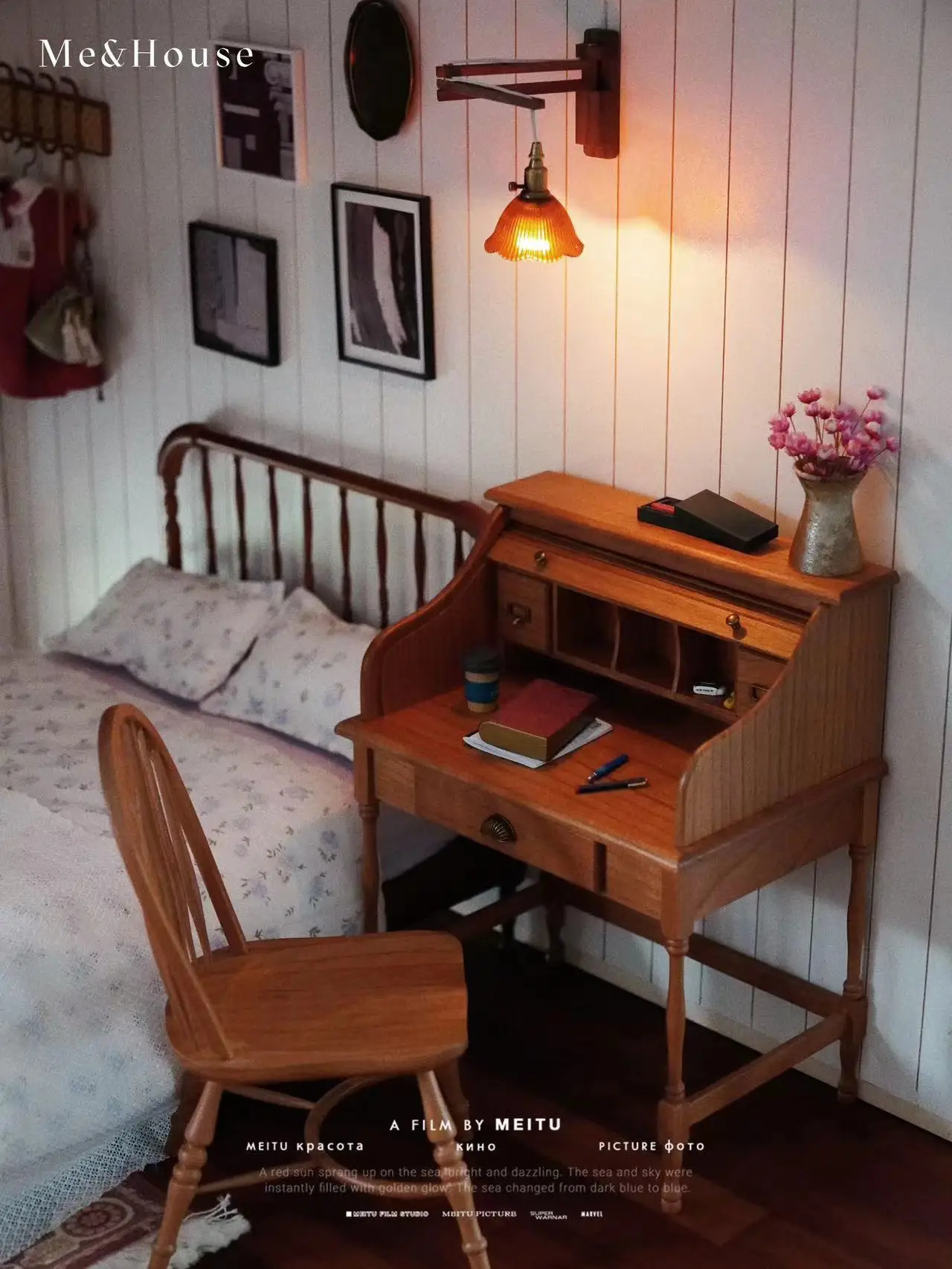 1/6  Dollhouse study Room Accessories  Mini Furniture Vintage Windsor chairs/armchairs/desks and chairs 6
