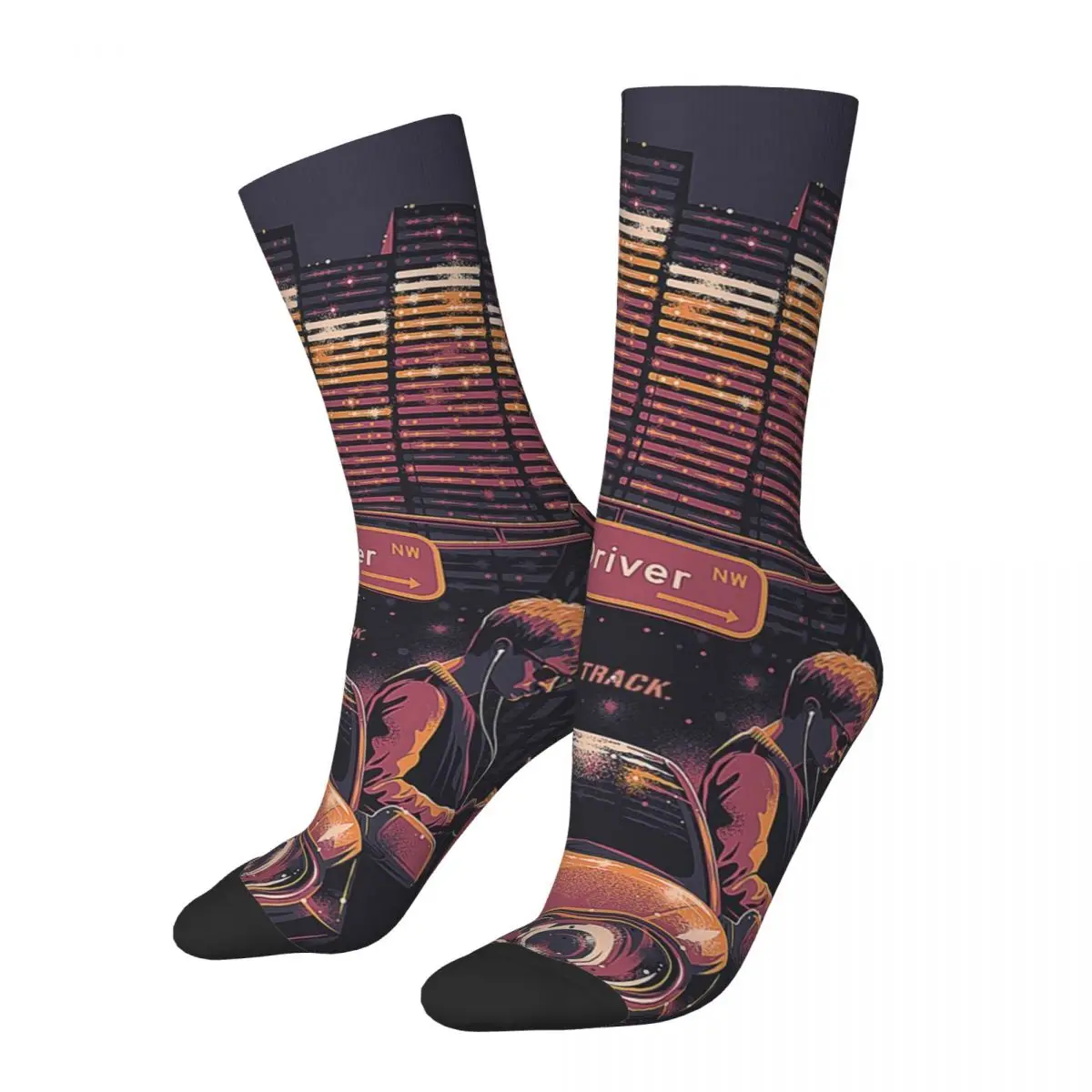 

Happy Funny Men's Compression Socks Retro Harajuku Baby Driver Hip Hop Novelty Casual Crew Crazy Sock Gift Printed